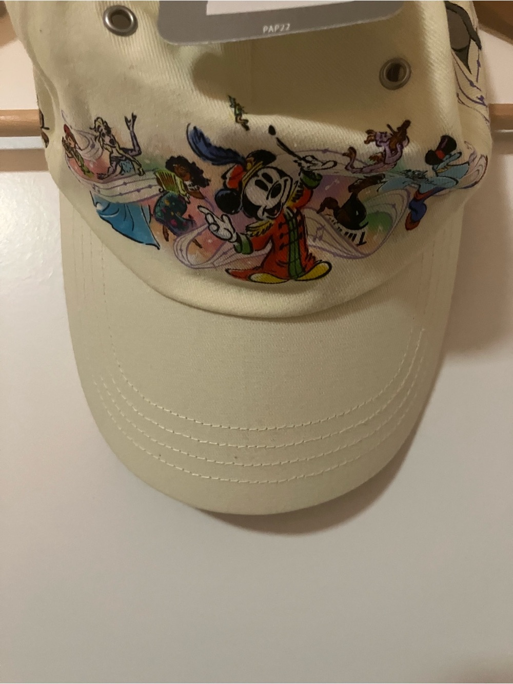 Disney Cream Baseball Cap with Colorful Character Print
